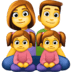 👨‍👩‍👧‍👧 family: man, woman, girl, girl display on Facebook